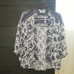 Navy and cream coverup/ summer flowy sweater